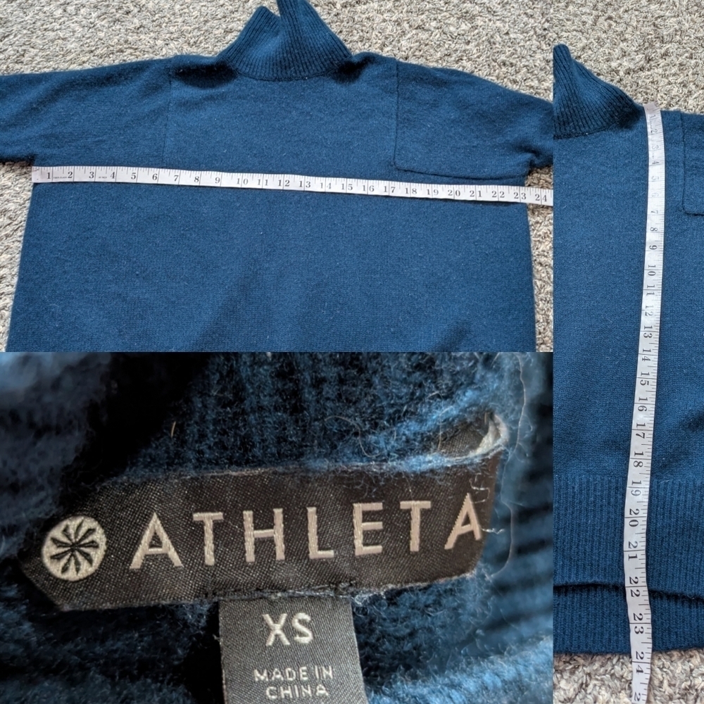 Athleta Blue Mock Neck Turtle Neck Wool Cashmere Sweater XS - Picture 8 of 8